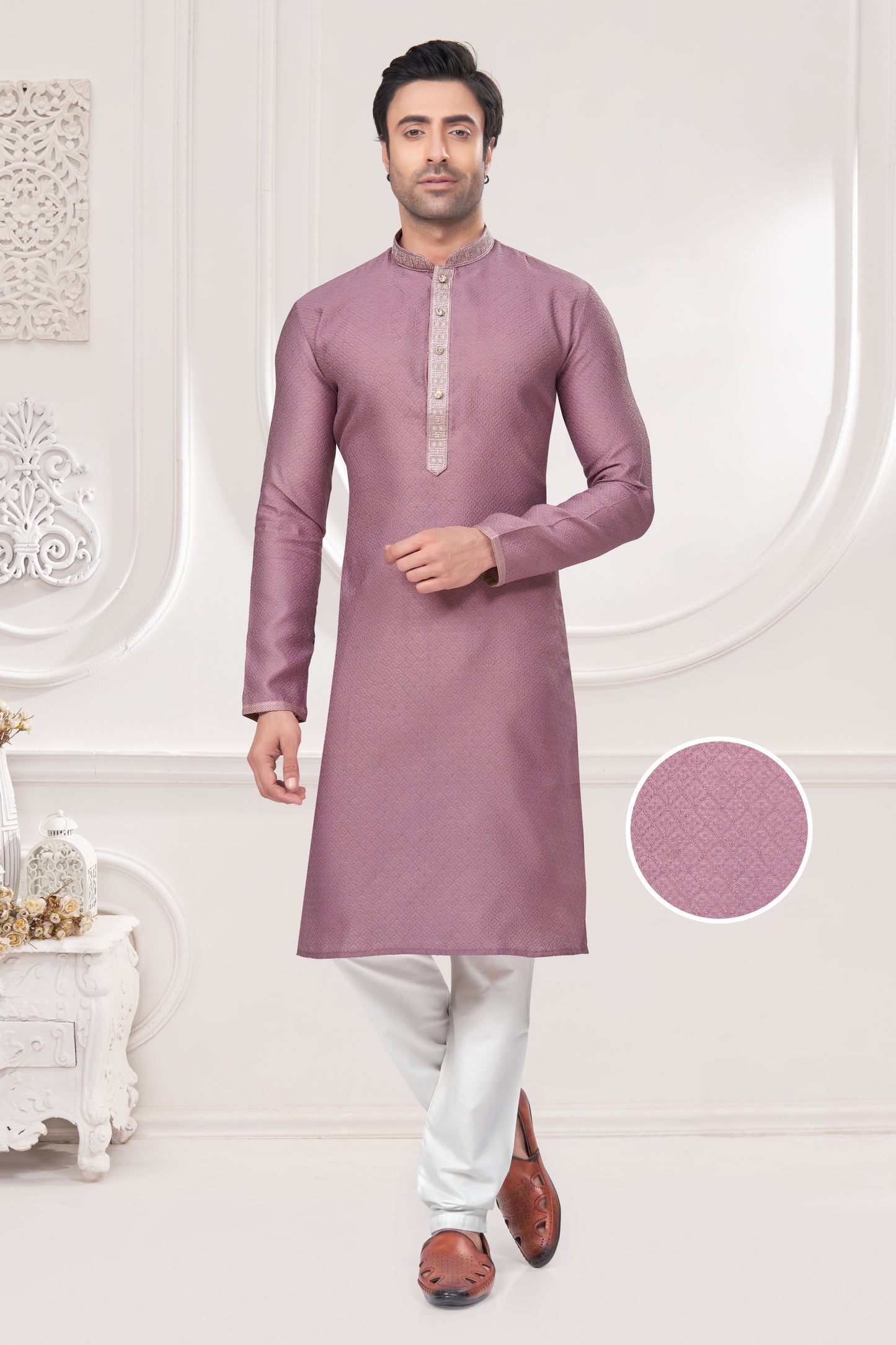 Regal Crimson Jacquard Kurta – For the Modern Maharaja