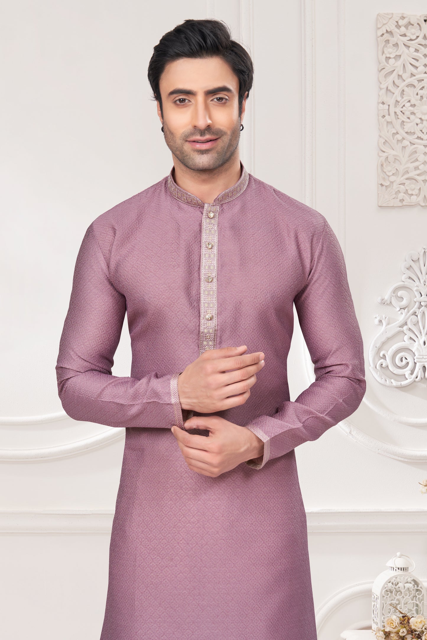 Regal Crimson Jacquard Kurta – For the Modern Maharaja