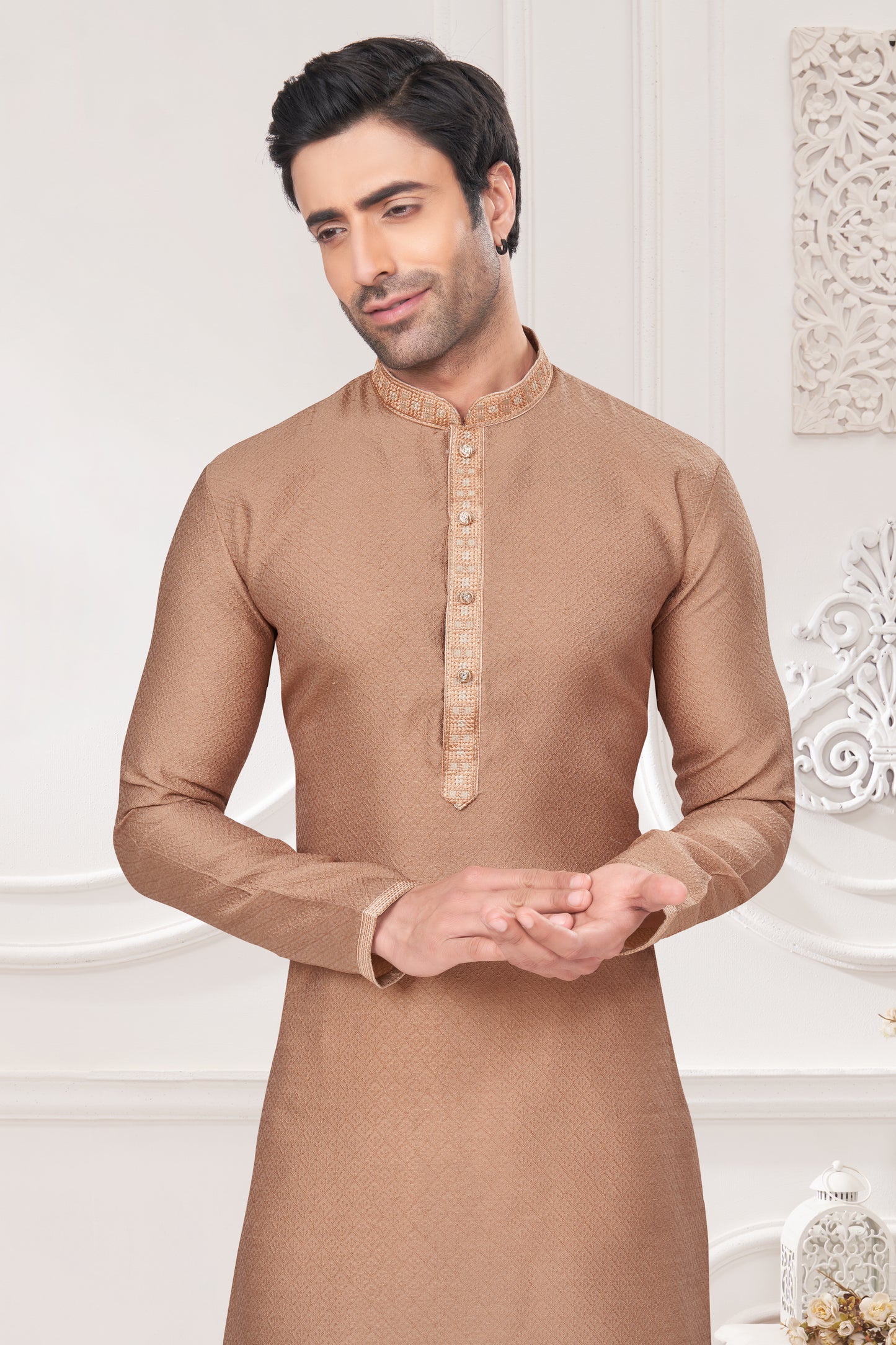 Regal Crimson Jacquard Kurta – For the Modern Maharaja
