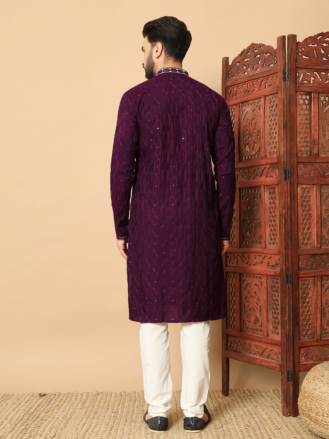 Noir Majesty – Black Embroidered Kurta for Men