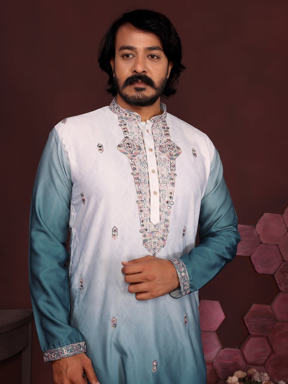 morpinch Embroidered Silk Kurta for Men