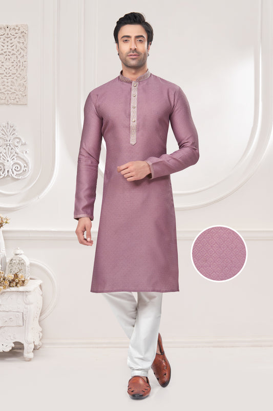 Regal Crimson Jacquard Kurta – For the Modern Maharaja