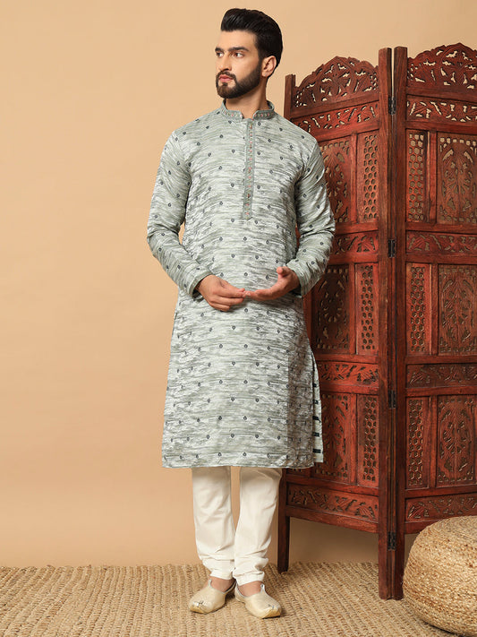 ivory opulence silver  – Sequin Embellished Kurta for Men