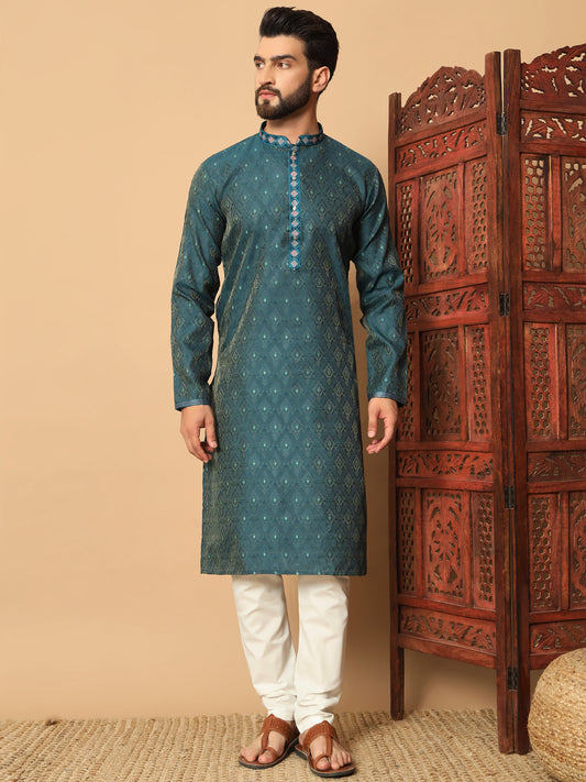 Morpinch Kurta with Contrast Lace Detailing