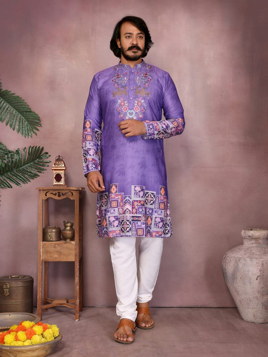 royal purple –   Embroidered & Printed Kurta for Men